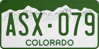 CO license plate ASX079