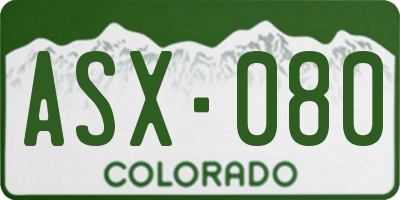 CO license plate ASX080