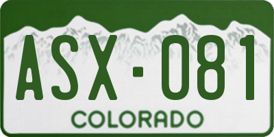 CO license plate ASX081