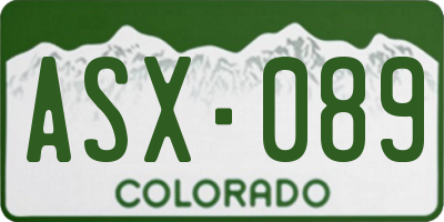 CO license plate ASX089