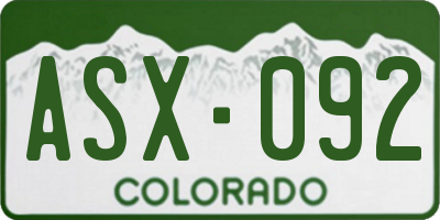 CO license plate ASX092