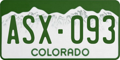 CO license plate ASX093