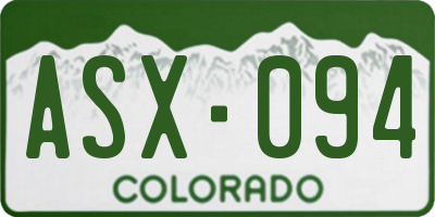 CO license plate ASX094