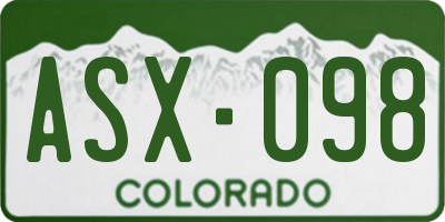 CO license plate ASX098