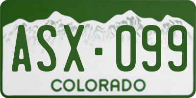 CO license plate ASX099