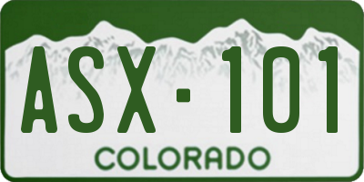 CO license plate ASX101