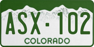 CO license plate ASX102