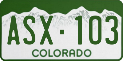 CO license plate ASX103