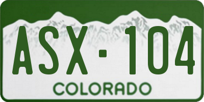 CO license plate ASX104