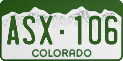 CO license plate ASX106