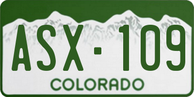 CO license plate ASX109