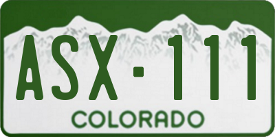 CO license plate ASX111