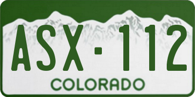 CO license plate ASX112