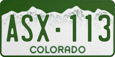 CO license plate ASX113