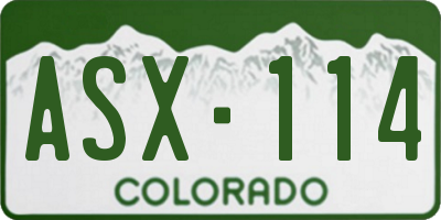 CO license plate ASX114