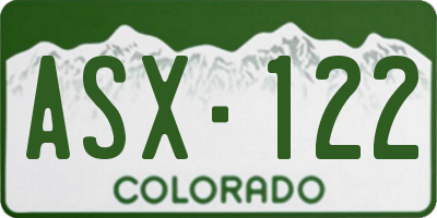 CO license plate ASX122