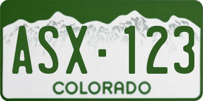 CO license plate ASX123