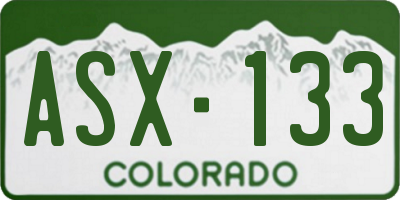 CO license plate ASX133