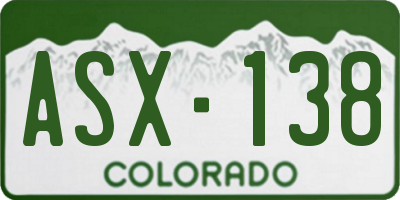 CO license plate ASX138