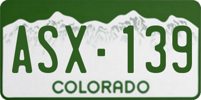 CO license plate ASX139