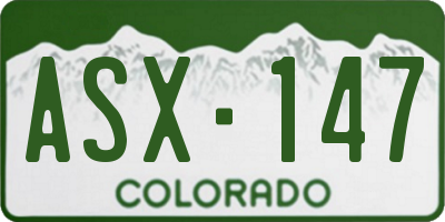 CO license plate ASX147