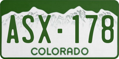 CO license plate ASX178