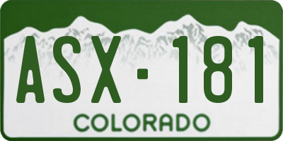 CO license plate ASX181