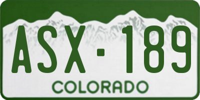 CO license plate ASX189