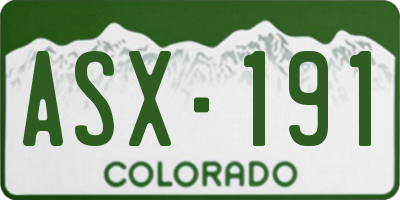 CO license plate ASX191