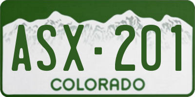 CO license plate ASX201