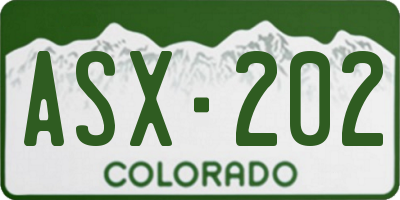 CO license plate ASX202