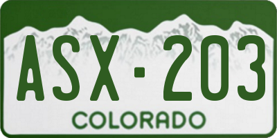 CO license plate ASX203