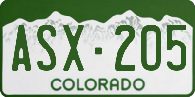 CO license plate ASX205