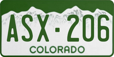 CO license plate ASX206