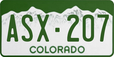 CO license plate ASX207