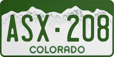 CO license plate ASX208