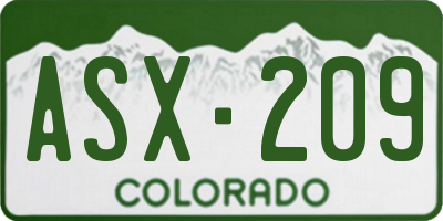 CO license plate ASX209