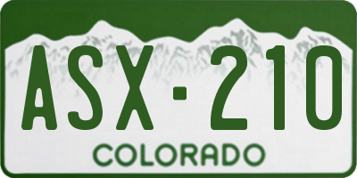 CO license plate ASX210