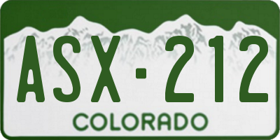 CO license plate ASX212