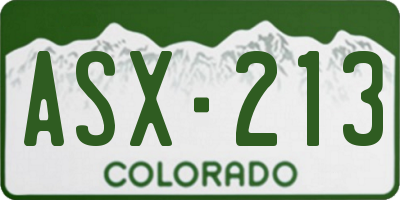 CO license plate ASX213