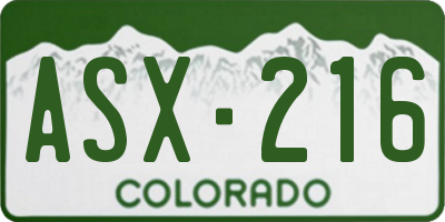 CO license plate ASX216