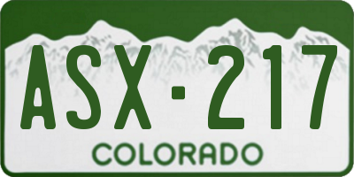 CO license plate ASX217