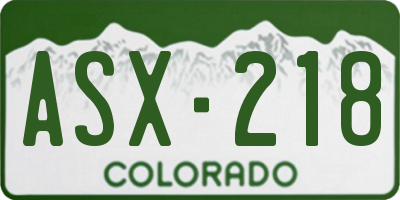 CO license plate ASX218