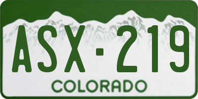 CO license plate ASX219