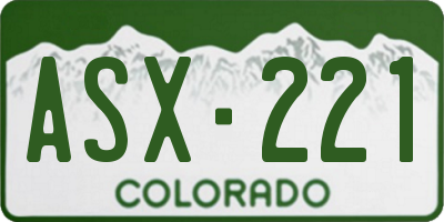 CO license plate ASX221