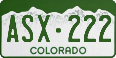 CO license plate ASX222