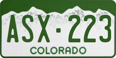 CO license plate ASX223