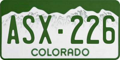 CO license plate ASX226