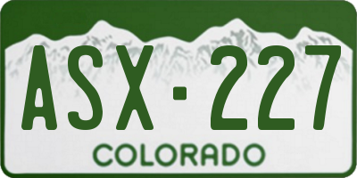 CO license plate ASX227