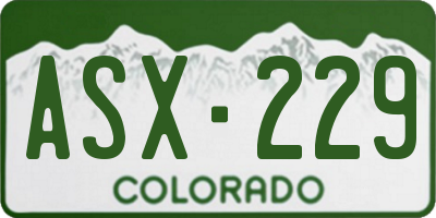 CO license plate ASX229